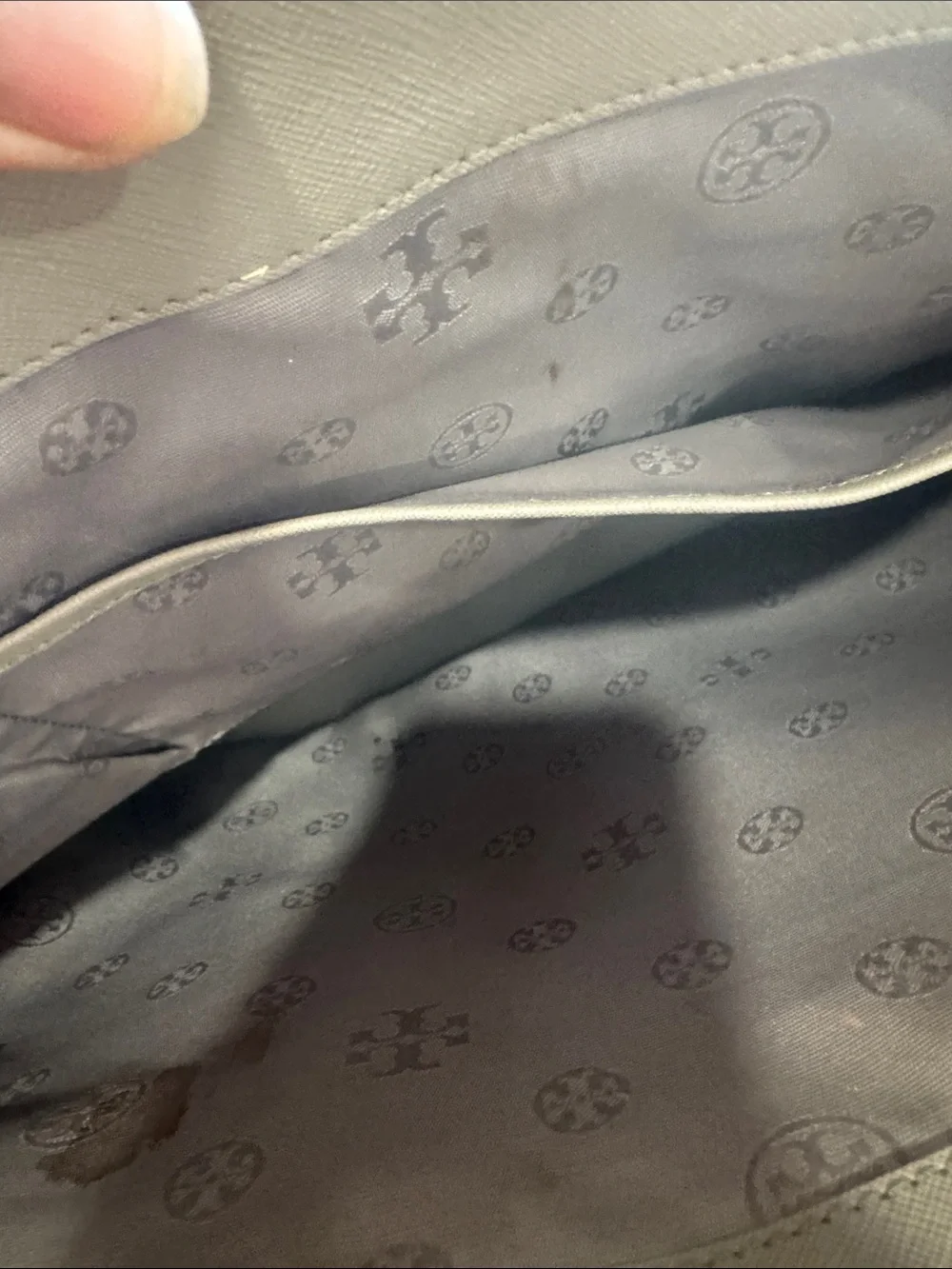 Tory Burch Beige Taupe Saffiano Leather Tote with Logo